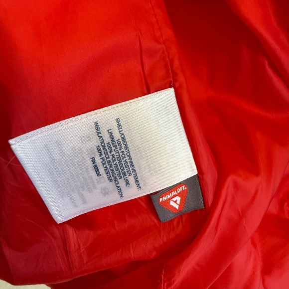 Lands' End PrimaLoft Quilted Coat Red Snap Front Jacket 8P - Picture 9 of 11